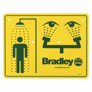 BRADLEY 114-052 Safety Sign, Drench Shower And Eyewash, Yellow | AH3FAV 31KN76