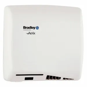 BRADLEY 2902-287300 Hand Dryer, Fixed, Epoxy Steel, White, 15 sec. Dry Time, 9.5/4.3A | CJ2KAL 29RU67