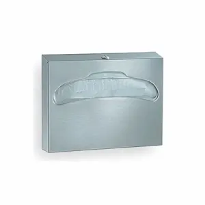 BRADLEY 583-000000 Toilet Seat Cover Dispenser, 1/2 Fold, Silver, Stainless Steel, 500Pk | CJ3QPP 39U638