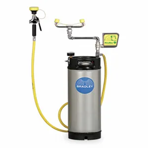 BRADLEY S19-672 Eyewash Unit, Portable Pressure Tank, 5 Gallon Capacity, Stainless Steel, 8 Feet Drench Hose | AD9JCC 4T003