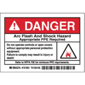 BRADY 101951 Arc Flash Protection Label - Pack Of 5 | AC3ZKA 2XU83