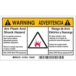 BRADY 102311 Arc Flash Protection Label - Pack Of 100 | AC3ZKB 2XU84