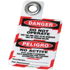 BRADY 105724 Danger Bilingual Tag 3 x 2 Inch 3/8 In | AA7HCR 15Y640