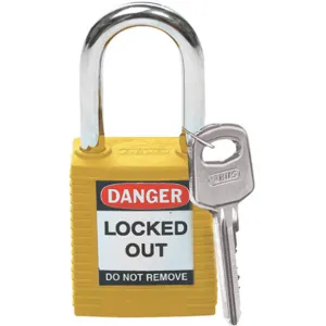 BRADY 105888 Lockout Padlock Keyed Alike Yellow 1/4 Inch - Pack Of 3 | AC8EEW 39N163