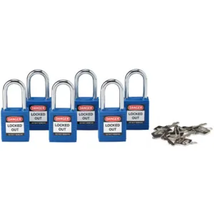 BRADY 105891 Lockout Padlock Keyed Alike Blue 1/4 Inch - Pack Of 6 | AC8EFE 39N171