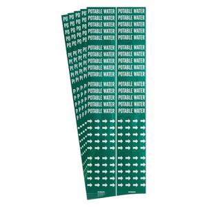 BRADY 106146-PK Pipe Marker, Potable Water, Green, White, Fits 3/4 Inch and Smaller Pipe OD | CU2KAY 781Z79