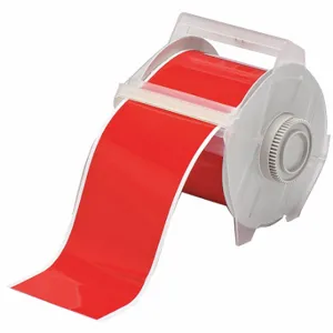 BRADY 113119 Continuous Label Roll, 4 Inch X 100 Ft, Vinyl, Red, Outdoor | CP2JNA 3PU39