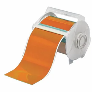 BRADY 113151 Continuous Label Roll, 4 Inch X 100 Ft, Vinyl, Orange, Outdoor, 0.004 Inch Label Thick | CP2JMX 3ME39