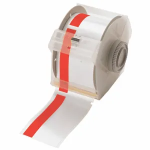 BRADY 113155 Continuous Label Roll, 2 1/4 Inch X 100 Ft, Vinyl, White/Red, Outdoor | CP2JGY 13K866