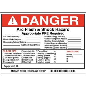 BRADY 121078 Arc Flash Protection Label - Pack Of 5 | AE6DZG 5RB60