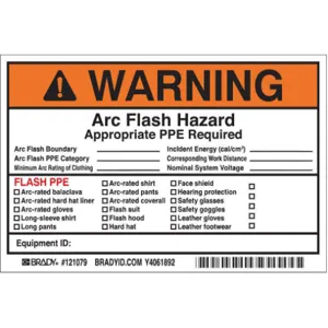 BRADY 121079 Arc Flash Protection Label 6 Inch Width - Pack Of 5 | AE6DZH 5RB61