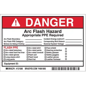 BRADY 121080 Arc Flash Protection Label 6 Inch Width - Pack Of 5 | AE6DZJ 5RB62