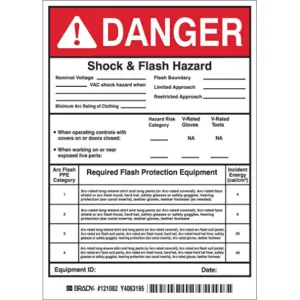 BRADY 121082 Arc Flash Protection Label 7 Inch H - Pack Of 5 | AE6DZL 5RB64