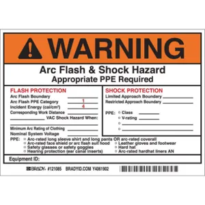 BRADY 121085 Arc Flash Protection Label 5 Inch H - Pack Of 5 | AE6DZN 5RB69