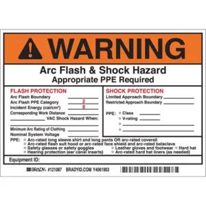 BRADY 121087 Arc Flash Protection Label 5 Inch H - Pack Of 5 | AE6DZQ 5RB71