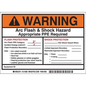 BRADY 121089 Arc Flash Protection Label 5 Inch H - Pack Of 5 | AE6DZT 5RB73