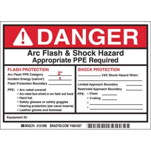 BRADY 121090 Arc Flash Protection Label 5 Inch H - Pack Of 5 | AE6DZU 5RB74