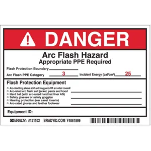 BRADY 121102 Arc Flash Protection Label 4 Inch H - Pack Of 5 | AE6EAJ 5RB98