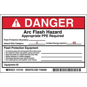 BRADY 121104 Label Vinyl 4 Inch Height x 6 Inch Width Danger PK5 | AH4ZJC 35RZ55