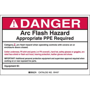 BRADY 121110 Arc Flash Protection Label 4 Inch Height x 6 Inch Width PK5 | AG9JYT 20RY50