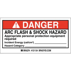 BRADY 121134 Arc Flash Label 2 Inch H 4 Inch Width - Pack Of 100 | AA4ZHE 13K859