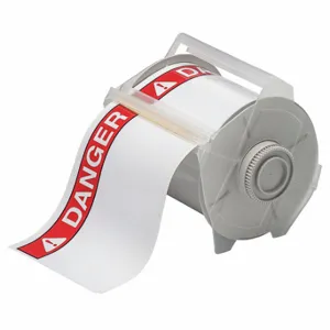 BRADY 121557 Precut Label Roll, Danger, 4 x 6 1/4 Inch Size, Vinyl, White, Outdoor, 165 Labels | CP2KQG 41F251