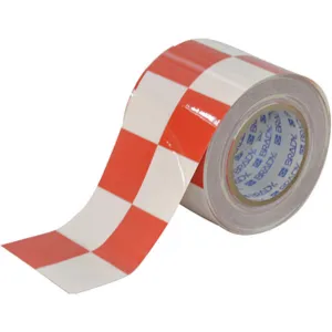 BRADY 121918 Aisle Marking Tape 4 Inch Width 100 Feet Length Red/white | AD4CWU 41E560