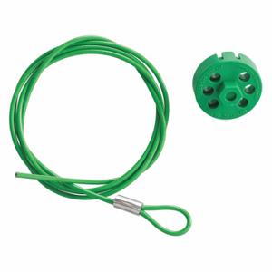 BRADY 122255 Cable Lockout, Twist Lock, Includes Cable, Steel, 4.9 ft Cable Length, Green, 122255 | CP2AZV 489M01