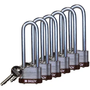 BRADY 123266 Padlock Keyed Alike 3 Inch H 5 Pin Steel - Pack Of 6 | AC8EPP 39N366