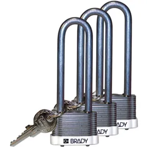 BRADY 123256 Padlock Keyed Alike 3 Inch H 5 Pin Steel - Pack Of 3 | AC8EPH 39N360