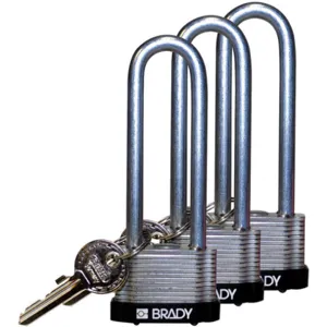 BRADY 123257 Padlock Keyed Alike 3 Inch H 5 Pin Steel - Pack Of 3 | AC8EPE 39N357