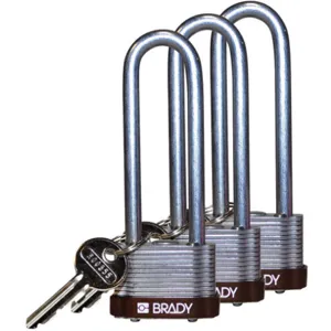 BRADY 123258 Padlock Keyed Alike 3 Inch H 5 Pin Steel - Pack Of 3 | AC8EPF 39N358