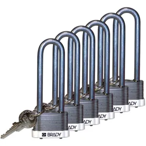 BRADY 123264 Padlock Keyed Alike 3 Inch H 5 Pin Steel - Pack Of 6 | AC8EPR 39N368