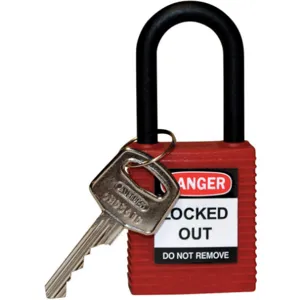 BRADY 123324 Lockout Padlock Keyed Different Red 1/4 Inch Shackle Diameter | AC8EHC 39N216