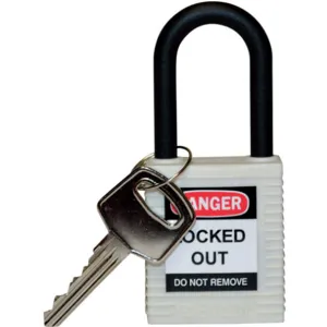 BRADY 123332 Lockout Padlock Keyed Different White 1/4in. Diameter | AC8EHL 39N224