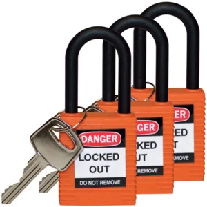 BRADY 123337 Lockout Padlock Keyed Alike Orange 1/4 Inch - Pack Of 3 | AC8EJB 39N238