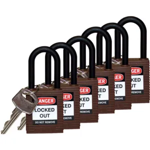 BRADY 123348 Lockout Padlock Keyed Alike Brown 1/4 Inch - Pack Of 6 | AC8EJN 39N249