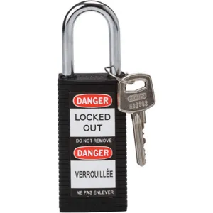 BRADY 123410 Lockout Padlock Keyed Different Black 1/4in. Diameter | AC8EJX 39N257