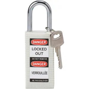 BRADY 123413 Lockout Padlock Keyed Different White 1/4in. Diameter | AC8EKA 39N260