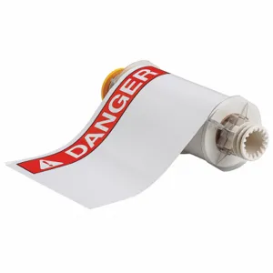 BRADY 130753 Precut Label Roll, Danger, 7 x 10 Inch Size, Vinyl, White, Indoor/Outdoor, 60 Labels | CP2KQQ 23MG46