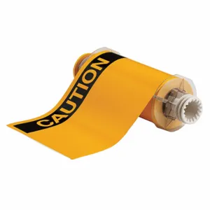 BRADY 130762 Precut Label Roll, Caution, Caution Header, 7 x 10 Inch Size, Vinyl, Yellow | CP2KLT 23MG49