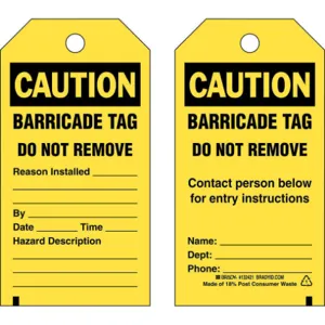 BRADY 132421 Caution Tag 5-3/4 inch Height x 3 Inch Width Polyester PK25 | AH2MCF 29UG14