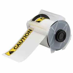 BRADY 133166 Precut Label Roll, Caution, Caution Header, 4 x 6 Inch Size, 50 Ft, Polyester, White | CP2LPR 29UG41