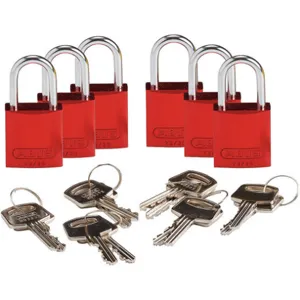 BRADY 133261 Keyed Padlock Different Key Aluminium Pk6 | AF8BKP 24UY65