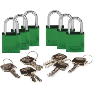 BRADY 133263 Keyed Padlock Different Key Aluminium Pk6 | AF8BKB 24UY53