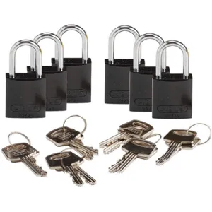 BRADY 133266 Keyed Padlock Different Key Aluminium Pk6 | AF8BJN 24UY41