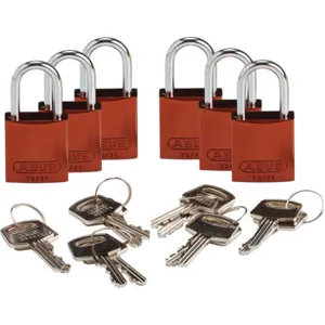 BRADY 133267 Keyed Padlock Different Key Aluminium Pk6 | AF8BJX 24UY49