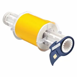 BRADY 13539 Continuous Label Roll, 4 Inch X 50 Ft, Vinyl, Yellow, Indoor/Outdoor | CP2JQB 5RW18