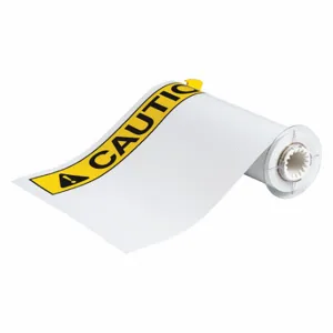 BRADY 140886 Precut Label Roll, Caution, Caution Header, 10 x 14 Inch Size, Vinyl, White, Outdoor | CP2KLE 23MG35