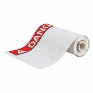 BRADY 140887 Precut Label Roll, Danger, 10 x 14 Inch Size, Vinyl, White, Outdoor, 40 Labels | CP2KPY 23MG36